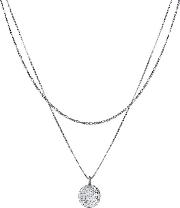 Kuzzoi Halskette Herren Layer Figaro Venezianer Plättchen 925 Silber (925er Sterling Silber, 50 cm)