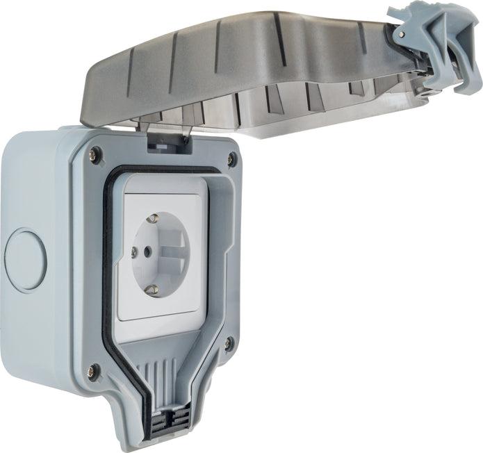 Actual product image Schwaiger Outdoor socket outlet IP66 1-fold Schuko flush-mounted socket outlet