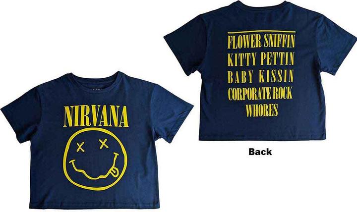 Nirvana Yellow Happy Face Flower Sniffin Crop Top (Girlie)