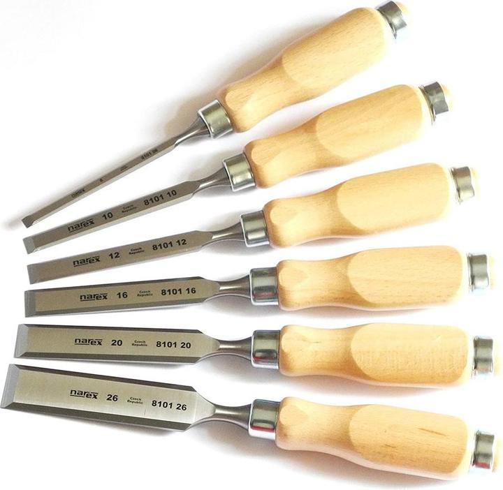 Produktbild Narex Stechbeitel Set mit Holzheften im Holzkoffer, 6-teilig (26 mm)