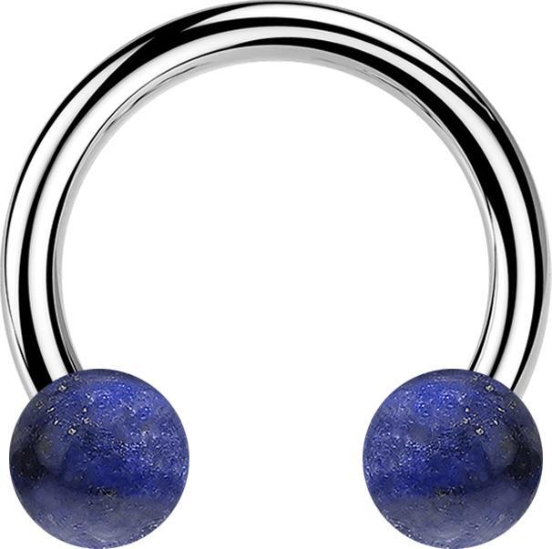 Star Piercing Micro Circular Barbell Innengewinde silber mit zwei Kugeln Sodalith Stein (Mineralisch, ohne Messing, Chirurgenstahl 316L)