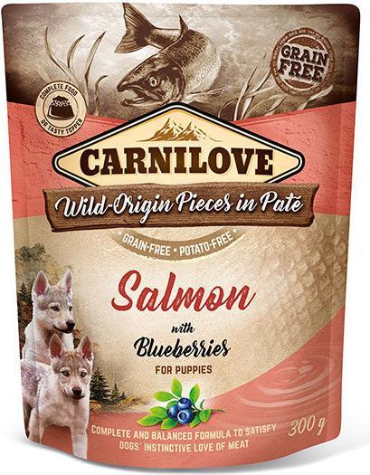 Carnilove Cane Cucciolo Pouch Paté Salmone & Mirtilli (Cucciolo + gattino, 1 pz., 300 g)