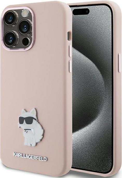 Produktbild Karl Lagerfeld KLHCP15LSMHCNPP iPhone 15 Pro 6.1" różowy/pink Silicone Choupette Metal Pin (Apple iPhone 15 Pro)