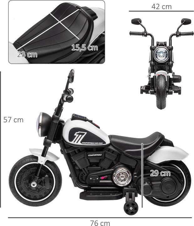 Immagine prodotto Homcom Elektromotorrad Kunststoff, Metall Weiss+Schwarz (6 V)