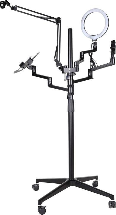 Image du produit Wiltec trépied 4en1 support de téléphone portable enroulable lumière annulaire installation de streaming (Matières plastiques, Métal)