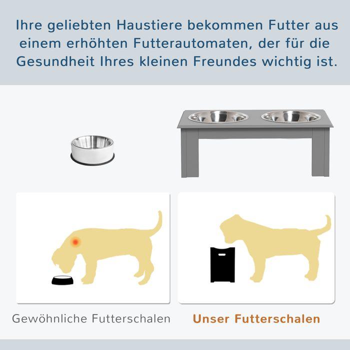 Produktbild Swisshandel24 Hunde-Futterstation, rutschfest, 44x24x15cm, Grau, 0,9L pro Napf (0.90 l)