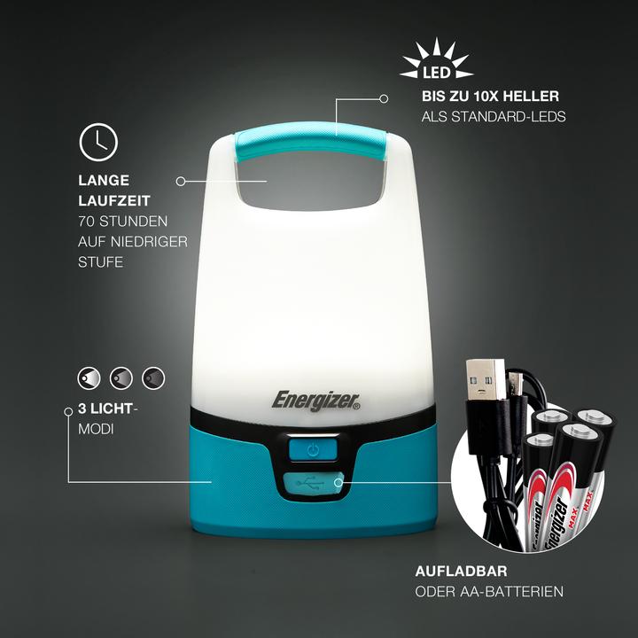 Immagine prodotto Energizer E304157500 Lanterna da campeggio a LED ad alimentazione ibrida 1250lm a batteria Porta