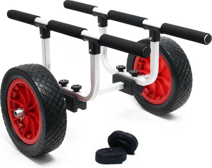 Actual product image Wiltec Aluminium Transport Trolley for Kayaks, Canoes max. 90kg with ⌀ 31cm PU Wheels & adjustable Widt