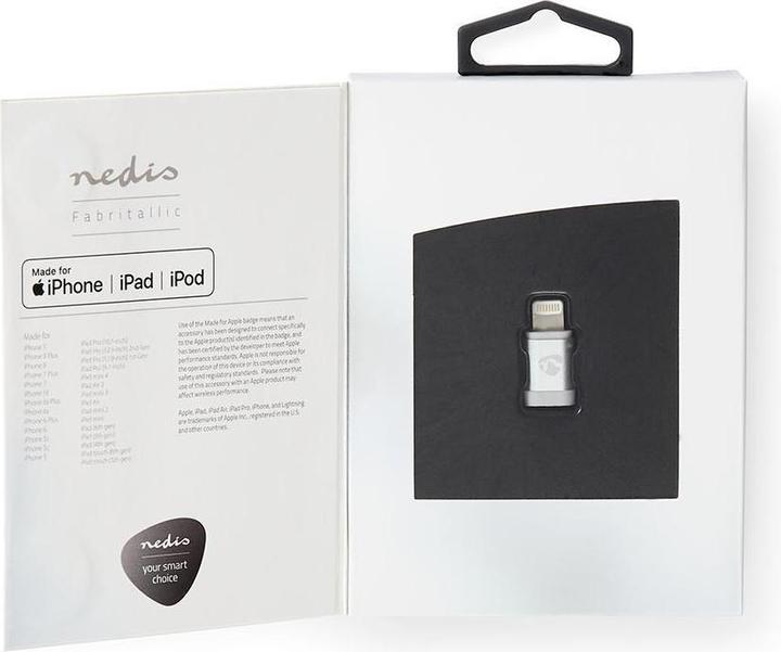 Actual product image Nedis Lightning adapter | Apple Lightning 8-pin | USB Micro-B socket | Gold-plated | Aluminium | Packing (Lightning, USB Micro-B)