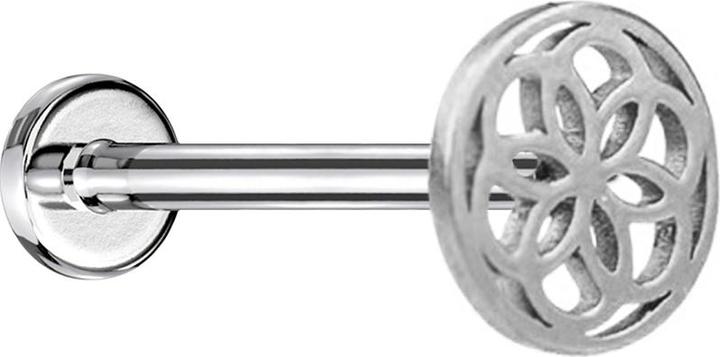 Star Piercing Micro Labret Innengewinde silber Blume des Lebens (ohne Messing, Chirurgenstahl 316L)