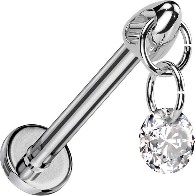 Star Piercing Micro Labret Innengewinde silber Cone silber Anhänger runder Kristall silber (ohne Messing, Titan G23)