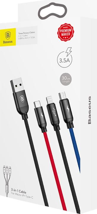 Image du produit Baseus Trois couleurs primaires 3 en 1 (0.30 m, USB 2.0)