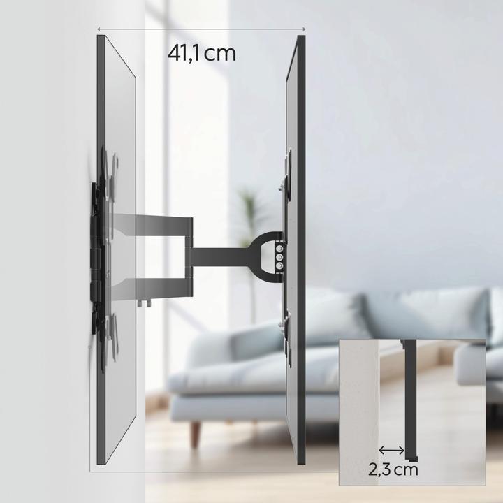Immagine prodotto Hama Supporto a parete per TV, OLED, piatto, girevole, estensibile, 229cm (90") fino a 50kg (Muro, 90", 50 kg)