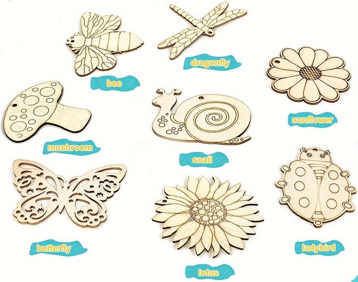 Actual product image Activity Board 32pcs wooden cut-outs butterfly wooden discs, craft kits, wooden cut-outs