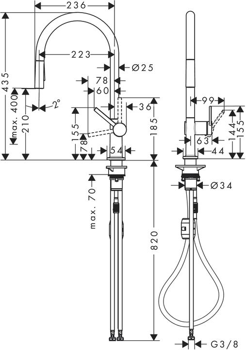 Produktbild hansgrohe HG Einhebel-Spültischmischer 210 TALIS M Ausziehbrause edelstahl finish