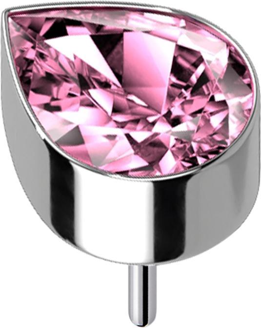 Actual product image Star Piercing Threadless silver with pink crystal drops (without brass, Titanium G23)