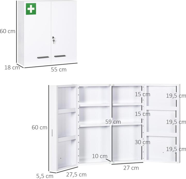 Produktbild Kleankin Medizinschrank (55 x 18 x 60 cm)
