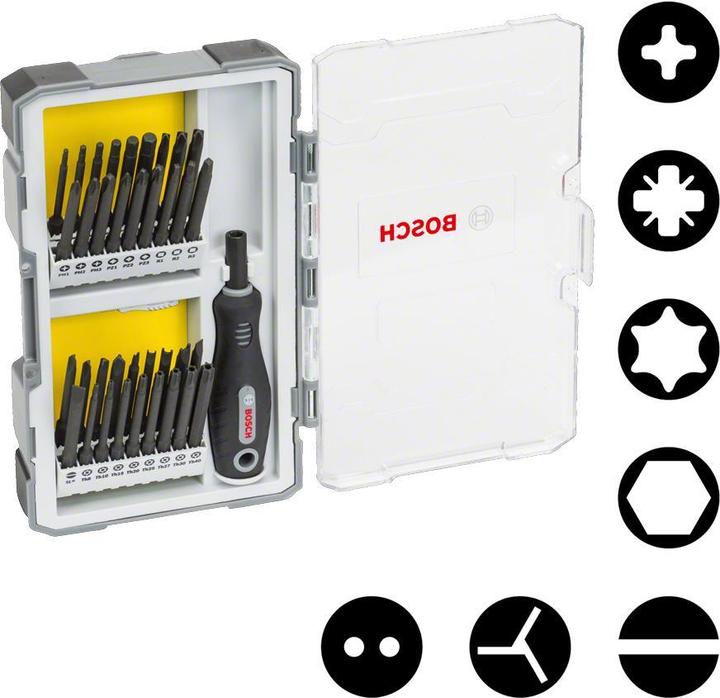 Produktbild Bosch Professional Zubehör 37-teil. Set m Schrauberbits u Griff, PH, PZ, SL, TH, TQ, H, TW, SP, R und Bith (37-tlg.)