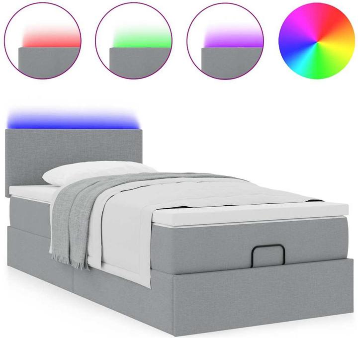 Image du produit VidaXL Ottoman-lit avec matelas Gris clair 90x190 cm Tissu (90 x 190 cm)