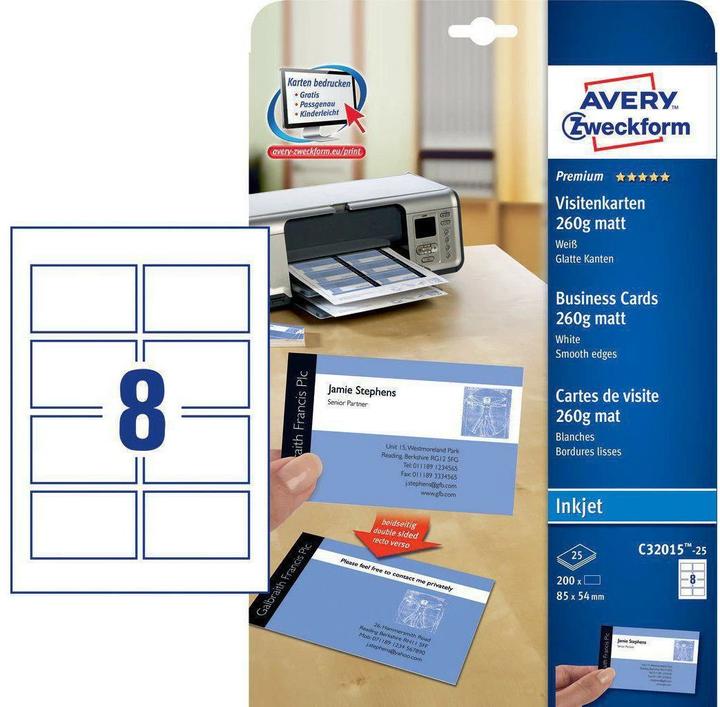 Productafbeelding Avery Premium visitekaartjes (260 g/m², 200 x, A4)