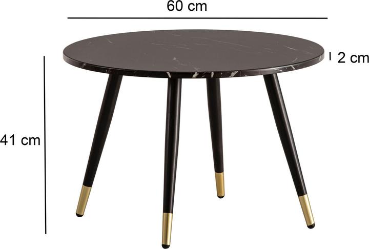 Produktbild FineBuy Couchtisch Sofatisch Marmor Optik 60 cm Wohnzimmertisch Rund Tisch (60 x 60 x 41 cm)