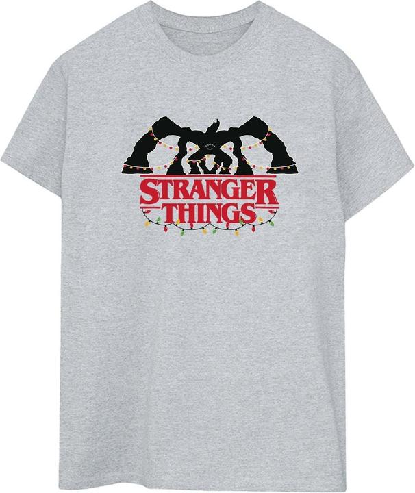 Actual product image Netflix Womens/Ladies Stranger Things Demogorgon Christmas Lights Cotton Boyfriend T-Shirt (L)