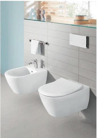 Immagine prodotto Villeroy & Boch WC basso Subway 2.0 DirectFlush, bordo aperto, bianco, montaggio a parete con rivestimento.