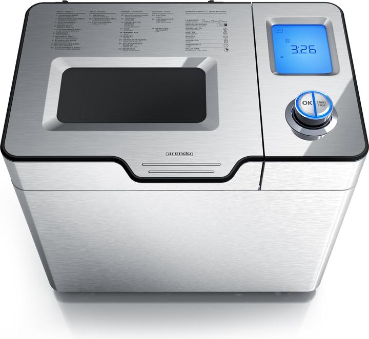 Arendo Brotbackautomat, 25 Programme, 550 W, Brotbackmaschine, automatisches Zutatenfach, 1 kg Kapazität
