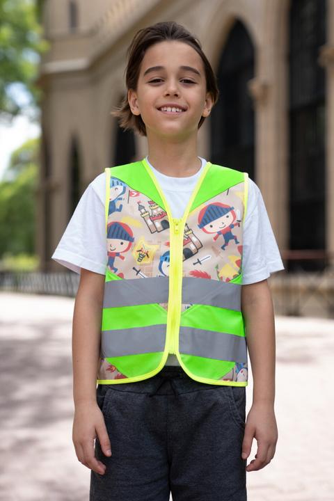 Actual product image Korntex Kinder Warnweste Action „Fantasy“ - CO2 Neutral - Hellgrün/Ritter - XXS (XXS)