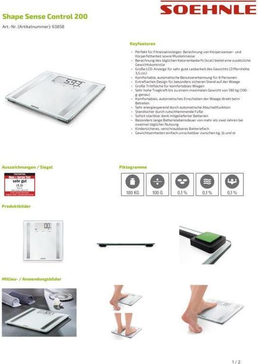 Produktbild Soehnle Shape Sense Control 200 (180 kg)