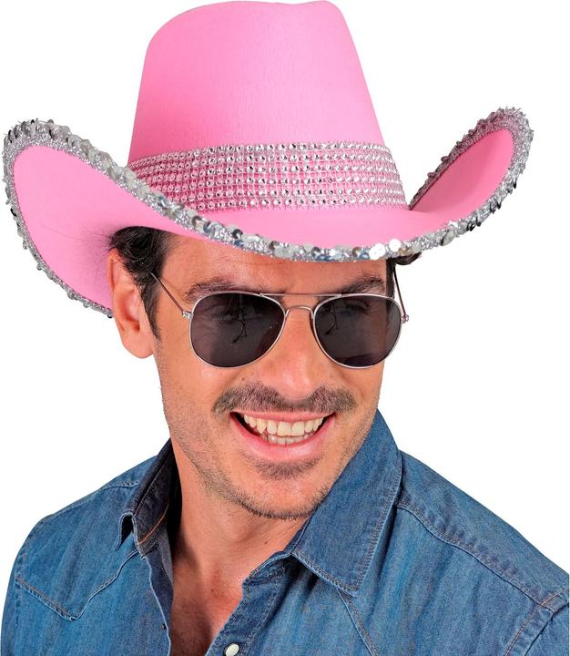 Image du produit Widmann Chapeau de cowboy rose avec décoration en strass
