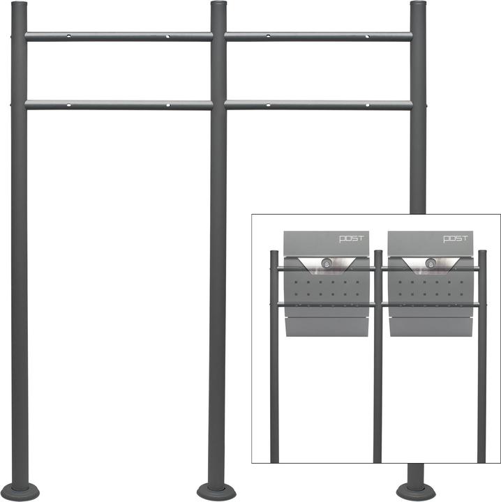 Actual product image Wiltec Letterbox stand 2-gang anthracite 120x85cm Postbox Standing letterbox