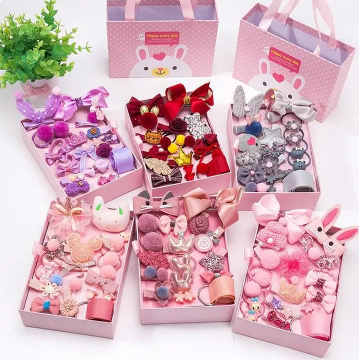 Actual product image Activity Board 18 pieces hair clips set toddler girls, hair jewellery girls, hair clips with gift box (18 pcs.)