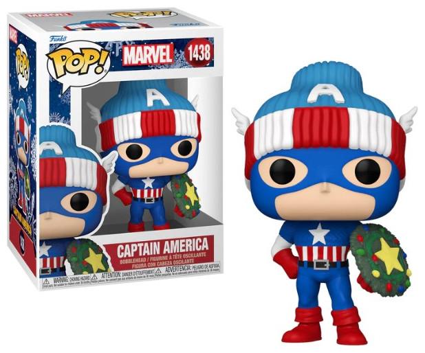 Actual product image Funko Marvel POP! vinyl figure Holiday Capt. America 9 cm