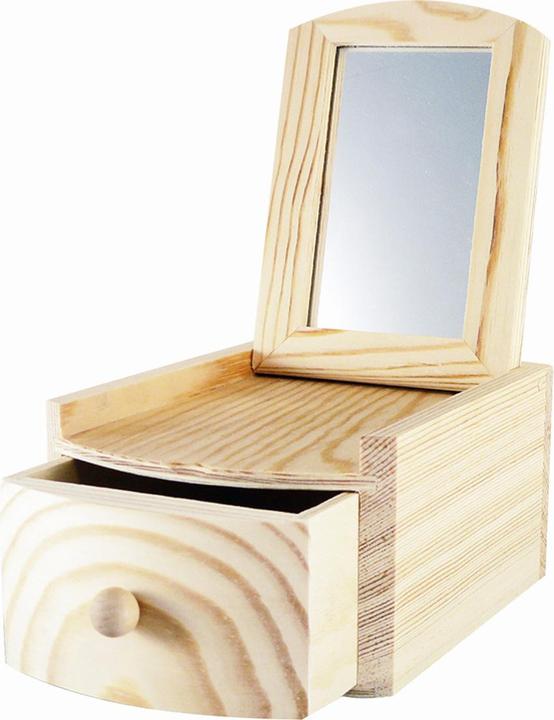 Natura Punto Box in wood with drawer and mirror, natural, 12 x 18 x 7.5 cm