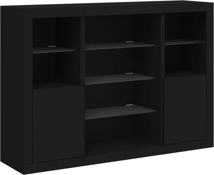 Image du produit VidaXL Sideboards avec lampes LED 3 pcs. noir (142.5 x 37 x 100 cm)