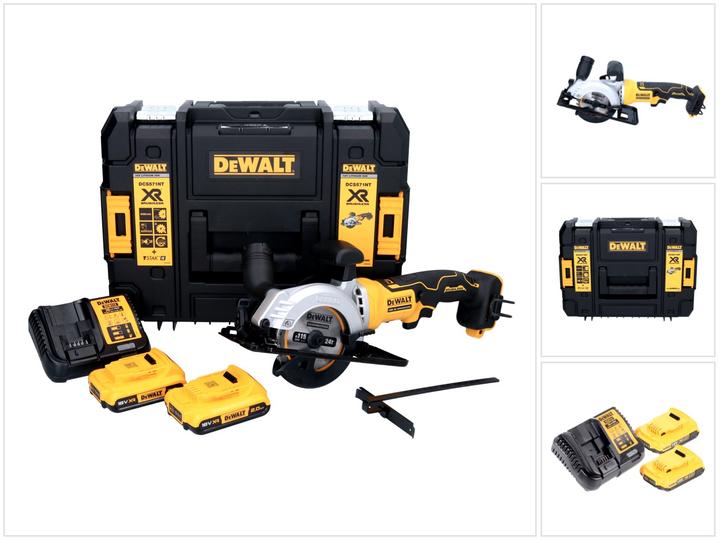 DeWalt DCS 571 D2 accu handcirkelzaag 18 V 115 mm Brushless + 2x accu 2.0 Ah + lader + TSTAK