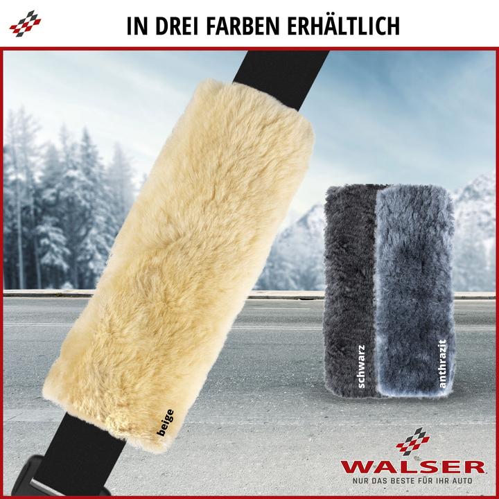 Immagine prodotto Walser Cuscinetto per cintura Millie in pelle d'agnello, 2 pezzi protezione cintura auto beige
