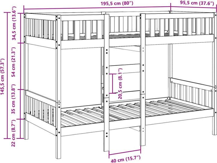 Produktbild VidaXL Etagenbett (90 x 190 cm)