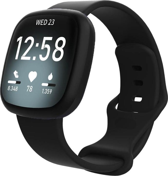 Cover-Discount Fitbit Versa 4 / Sense 2 - Silikon Ersatzarmband schwarz (Silikon, Sense, Versa 3)