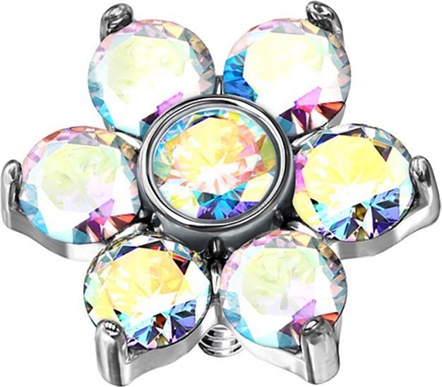 Produktbild Star Piercing Dermal Anchor Blume Kristall multicolor (ohne Messing, Chirurgenstahl 316L)