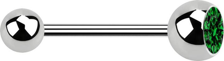 Produktbild Star Piercing Micro Barbell silber mit Kugel und Kugel Kristall grün (ohne Messing, Chirurgenstahl 316L)