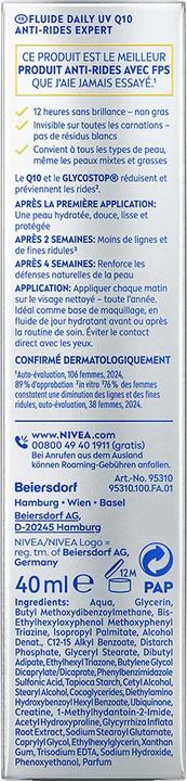 Actual product image NIVEA Q10 Anti-Falten Daily UV Fluid LSF 50 (Suntan cream, SPF 50, 30 ml)