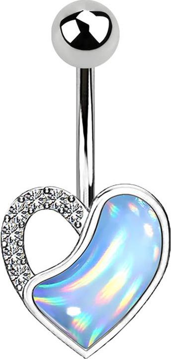 Produktbild Star Piercing Banane silber Herz mit Kristall und Epoxidstein blau (Chirurgenstahl 316L, Messing)