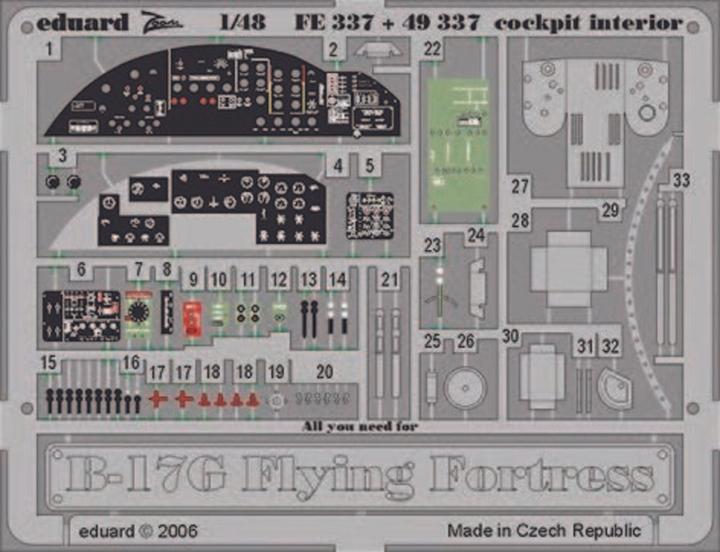 Actual product image Eduard B-17G Flying Fortress cockpit interior
