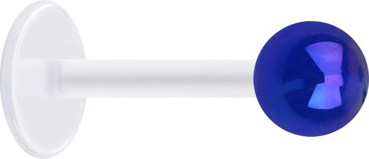 Star Piercing Micro Labret transparent mit Kugel beschichtet dunkelblau (Acryl, ohne Messing, Bioflex)