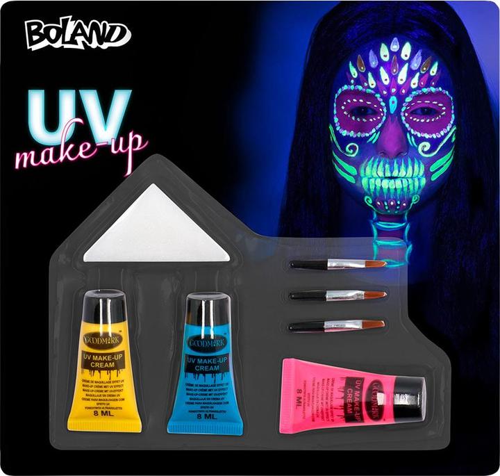 Image du produit Boland Kit de maquillage Bright Skull:Couleurs fluorescentes UV
