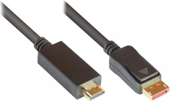 Actual product image Good Connections Connection cable DisplayPort 1.4 to HDMI 2.0, 4K @60Hz, gold-plated contacts, OFC, black, 3m, ® (3 m, DisplayPort)