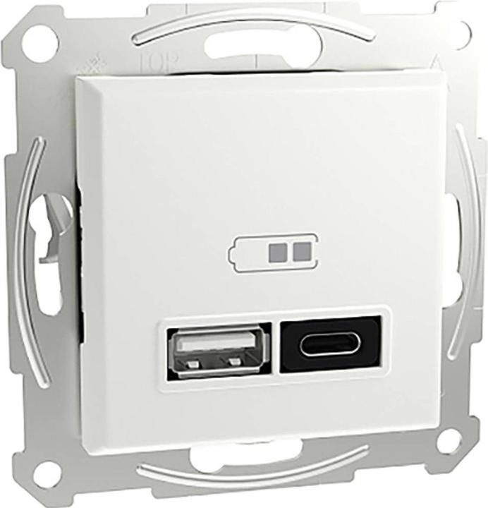 Actual product image Schneider Electric USB socket outlet Asfora White (glossy) EPH2770421D