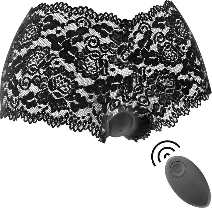 Actual product image Black&Silver Slip vibrator "Zara" with remote control and lace slip